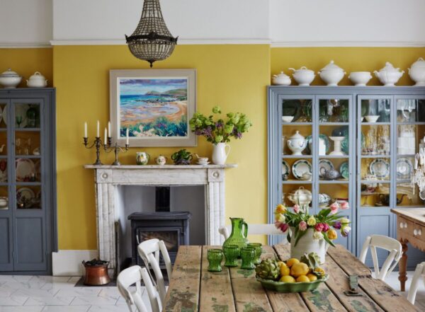 Kitchen with lemon yellow walls