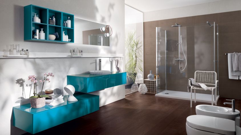 bathroom furniture in scavolini pastel tones