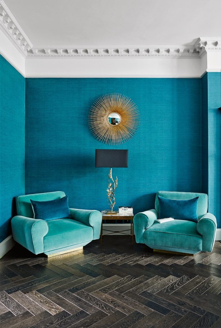 Teal living room walls