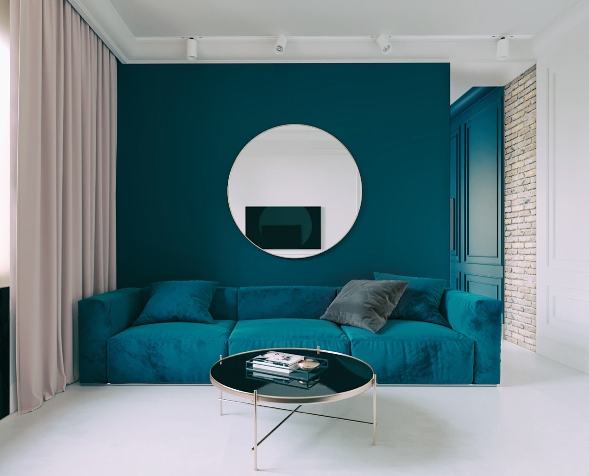 Teal living room walls