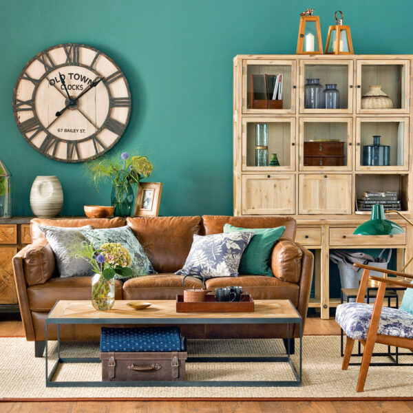 Living room teal walls