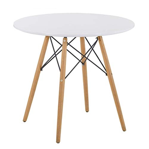 GOLDFAN Modern 80 cm Small Round Kitchen Dining Table Suitable for Dining Room Living Room Office, White