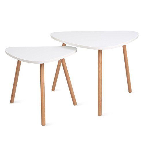 Homfa 2 Coffee Tables Coffee Table Side Table White (60x39.5x45cm and 45x29.5x40cm)