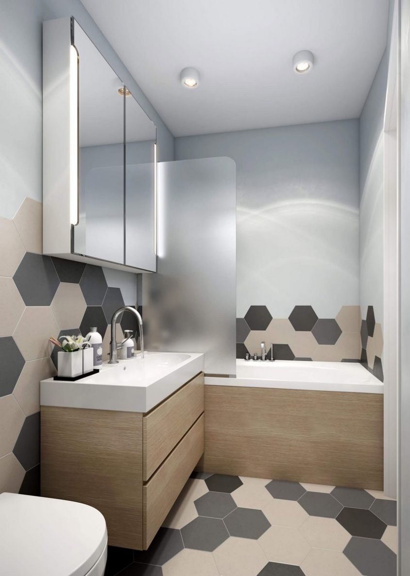 Hexagonal cement tiles for bathroom flooring and wall cladding