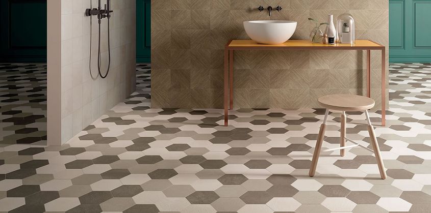 Hexagonal tiles by Ceramiche Kronos