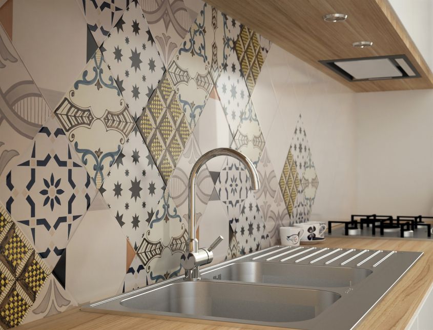 Cement tiles in the kitchen