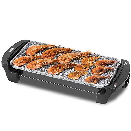 Cecotec Rock & Water 2000 electric griddle. RockStone stone coating, adjustable thermostat, dishwasher safe, 40X20