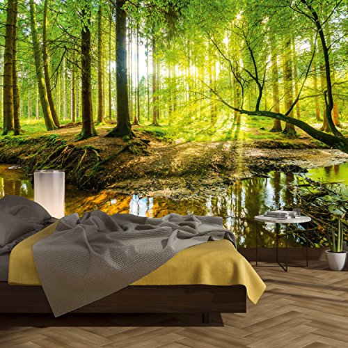 murimage Forest Wallpaper 366 x 254 cm Including Glue Wall Murals 3D View Wood trees sunlight Living room Office Bedroom