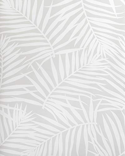 Kenay Home Wallpaper Palms, Wood, Beige and White Wallpaper, 0.50x10m (WidexLong)