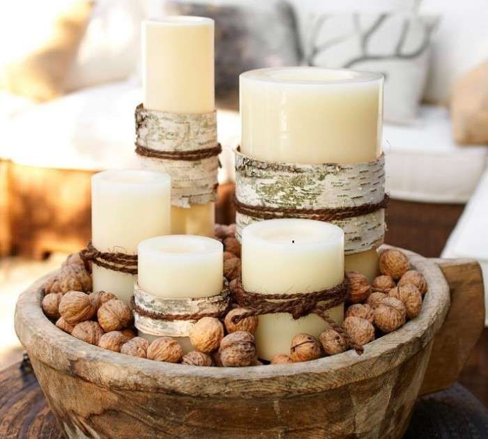 DIY Christmas centerpieces candles