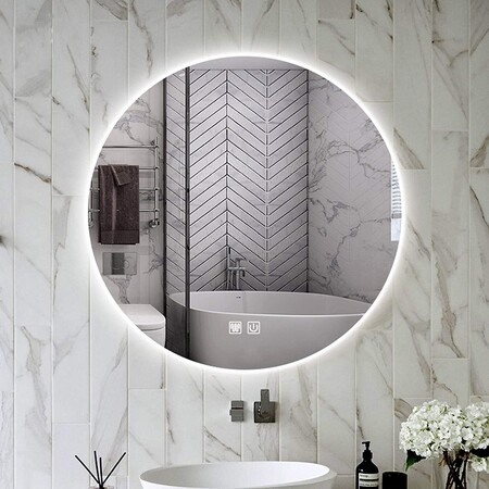 round backlit washbasin mirror