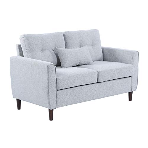 HOMCOM 2 Seater Sofa Two-Seater Armchair for Living Room with Cushions and Padded Seat Washable Pillowcase 140x78x83 cm Light Gray