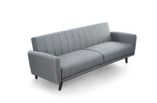 Home Heavenly®- Axel Sofa Bed, Click clack three-seater sofa upholstered in Anti-Stain Fabric with Black Legs 212 cm X 80 cm X 85 cm.  (Gray)