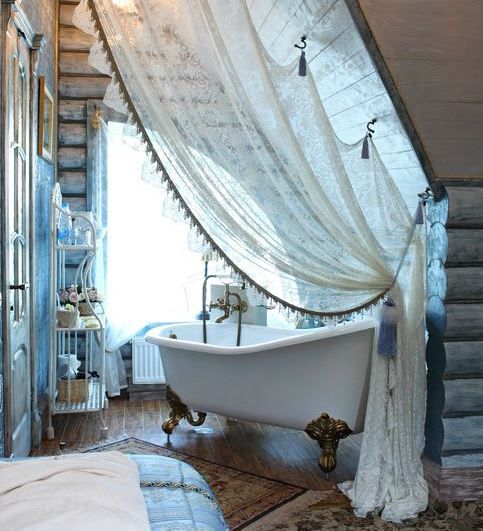 shabny chic style bathtub curtain