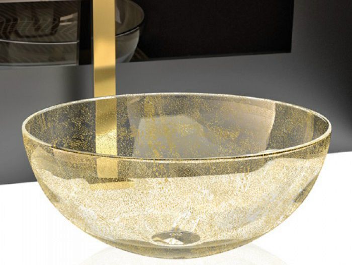 Round countertop washbasin in Murano glass