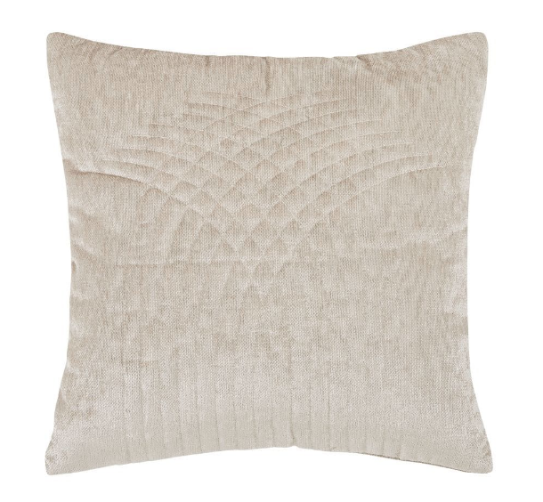 Beige velvet cushion with embroidered decorative motifs 45 x 45