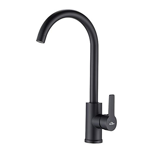 Auralum Black Kitchen Faucet with 360 ° Swivel, Sink Mixer High Spout Elegant Design, Black Single-Handle Sink Faucet for Hot and Cold Water