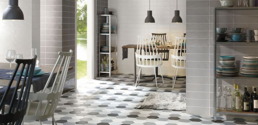 Examatt hexagonal cement tiles by Tonalite