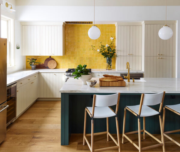 Kitchen with lemon yellow walls