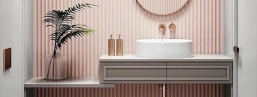 Trend in the bathroom;  reliefs and vertical lines on the tiles that energize and add a new element to the bathroom 