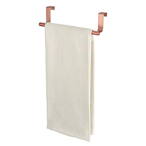 iDesign Towel bar, small non-drilling metal towel rail for bathroom and toilet, ideal as a tea towel hanger, copper color