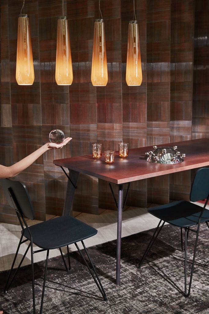 Diesel Living glass and wood table