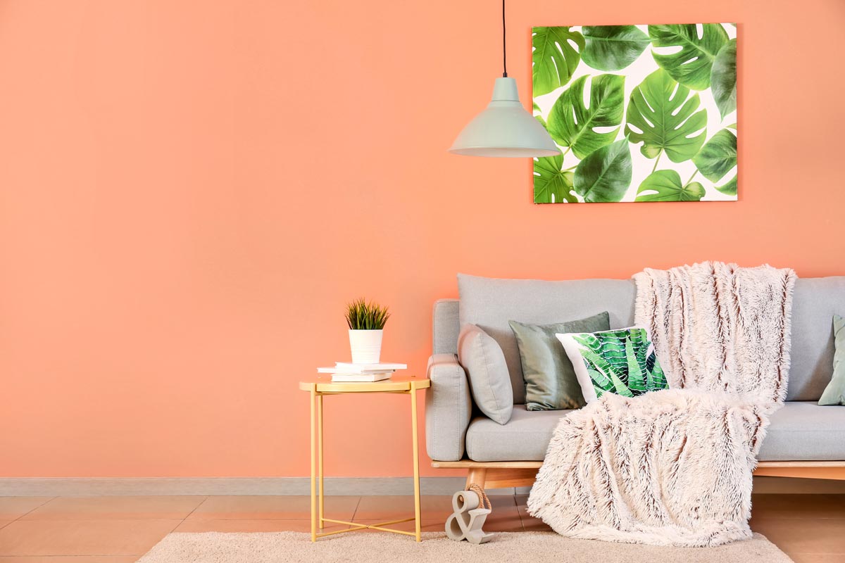 The peach color for the walls