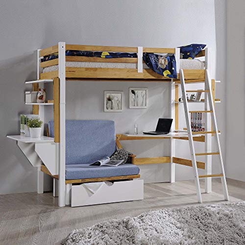 Deco In Paris Mixed 90 x 190cm Bed with Wood and White Heating and Storage Desk