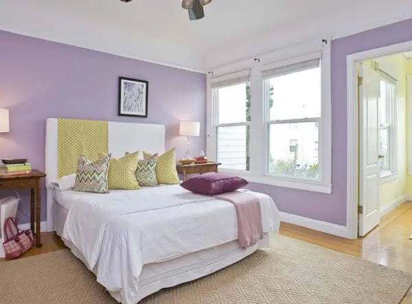 Bedroom lilac walls