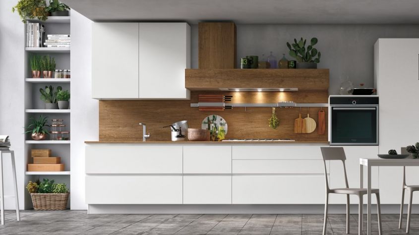 wood and white kitchens