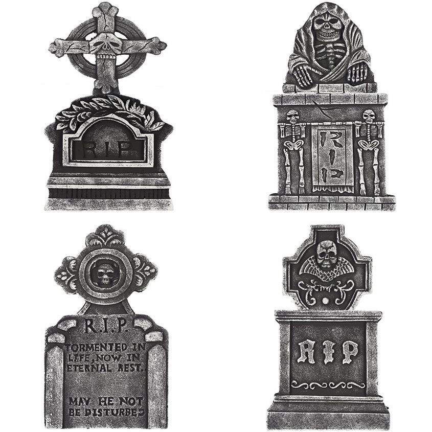 4 decorative gravestones for Halloween