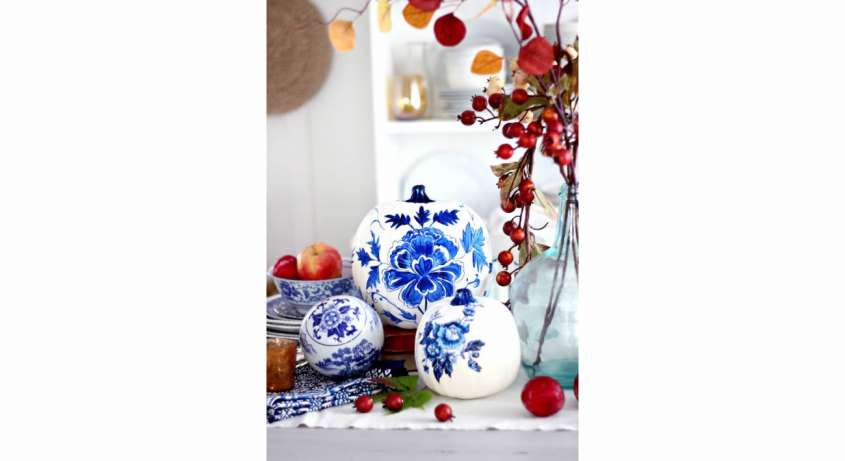 Blue porcelain pumpkin