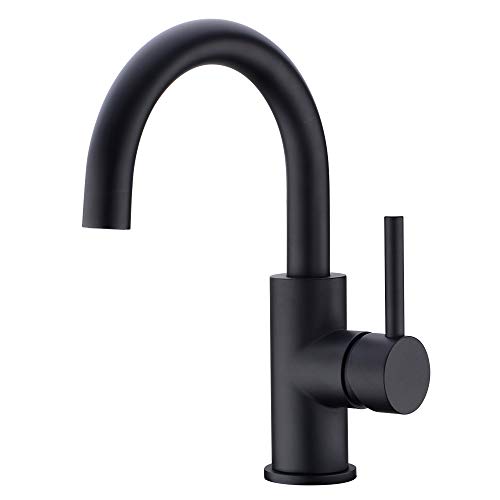 CREA Kitchen Faucet, 360 ° Rotating Kitchen Sink Faucet, Faucet for Bathroom or Small Kitchen, Bathroom Faucet with High Spout, Hot and Cold Water Single Handle Sink Faucet, Black