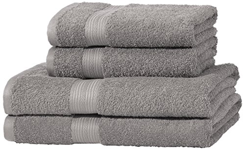 Amazon Basics AB Fade Resitant, 100% Cotton, Gray, 2 Bath + 2 Coats