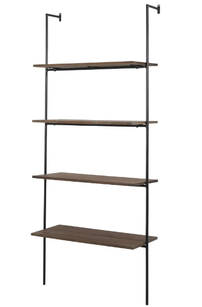 Matte Black & Hazelnut Brown Wall Shelf Sterling