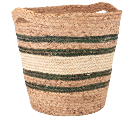 Vegetable Fiber And Corn Fiber Basket Green And White