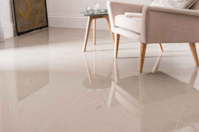 glossy polished porcelain stoneware with marble effect