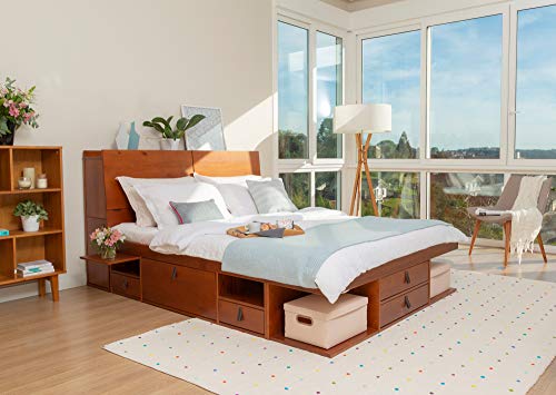 Memomad Bali Functional Bed 180x200 + Headboard 210cm Caramel - Price Includes Slatted Frame and Headboard with 2 Hinged Doors and Storage Compartment