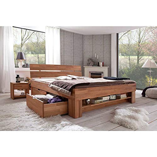 Elfo Granada futon bed 180 x 200 cm, includes varnished beech wood drawers.