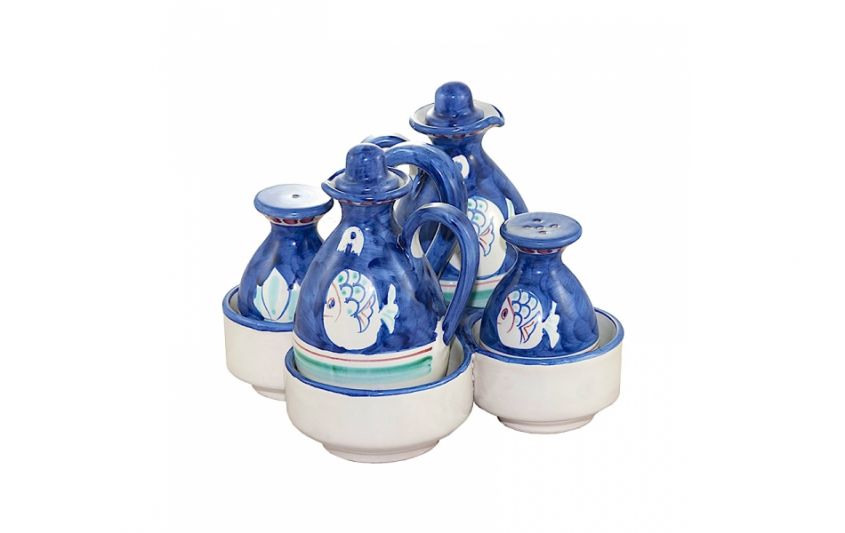 Salt pepper oil and vinegar set Vietri ceramic