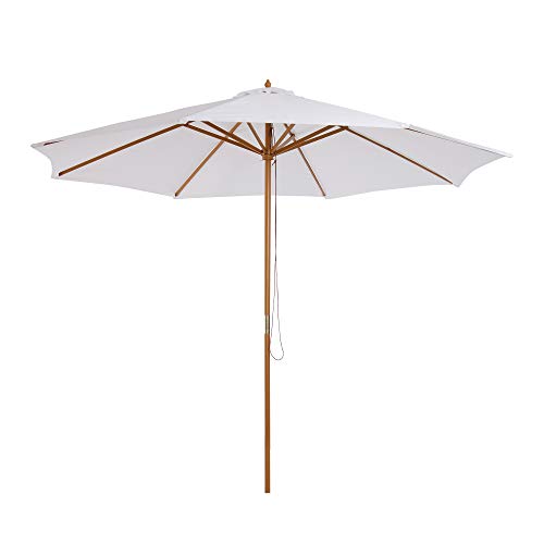 Outsunny Parasol Parasol White Cream Wood Terrace Beach Garden Pool Camping