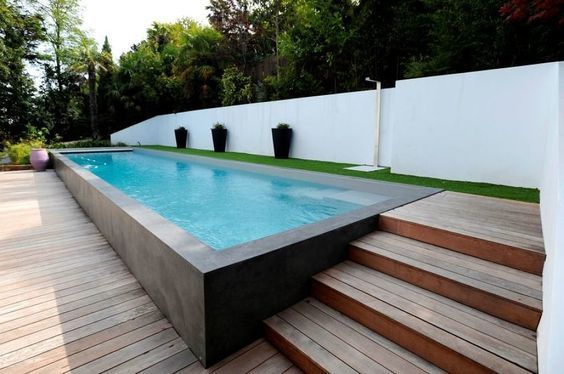 garden with modern style swimming pool