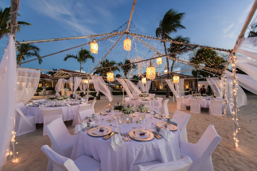 Lighting for a beach wedding