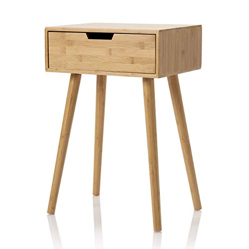 Furniture for Friends Möbelfreude - Tjark bedside table, sustainable bamboo side table with drawer and four legs, 40 x 30 x 60 cm