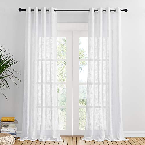 PONY DANCE White Children's Curtains - Long Curtains Made with Eyelets for Modern Bedroom / Sheers Linen Room Divider for Interiors, 2 Units, 132 x 240 CM (W x L)