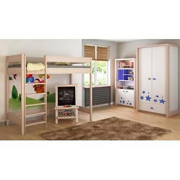 Children's Beds Home High Beds for Children Children Juniors Without Mattress Included (160x80, Light Oak)