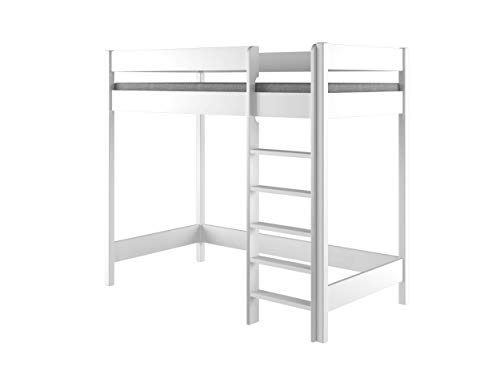 Hubi Loft Bunk Bed Loft bed, wood, White, 180x80x160