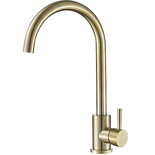 VALAZ Single lever kitchen mixer 360 rotating brushed gold for sink