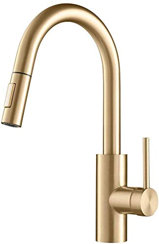 Bathroom Faucet Faucets Gold Kitchen Faucet with Flip Down Sprayer Kitchen Sink Faucet with Removable Sprayer Deck Mount Single Hole Copper Kitchen Faucets with One