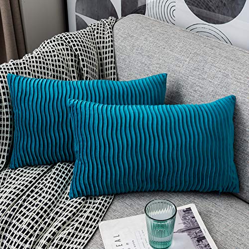 Yamonic 2 Pieces Cushion Covers 30x50cm Decoration Pillow Case Cover Decorative for Home Sofa Bed, Turquoise